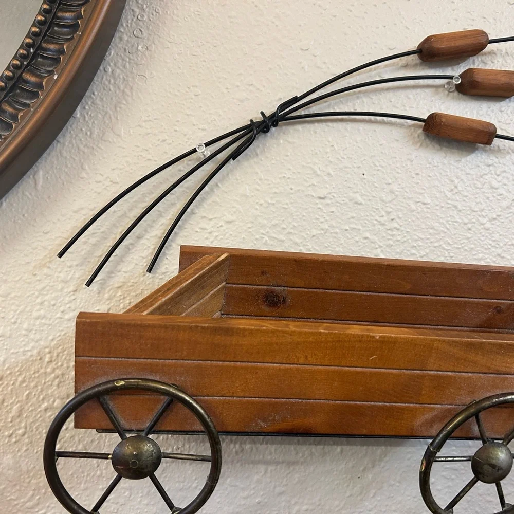 Country Rustic Brown Wooden Wall Decor Wagon